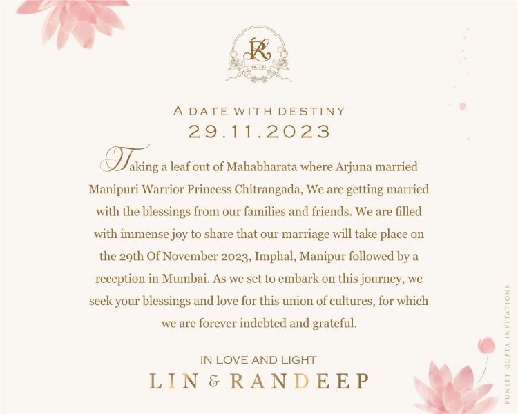 Randeep Hooda wedding letter