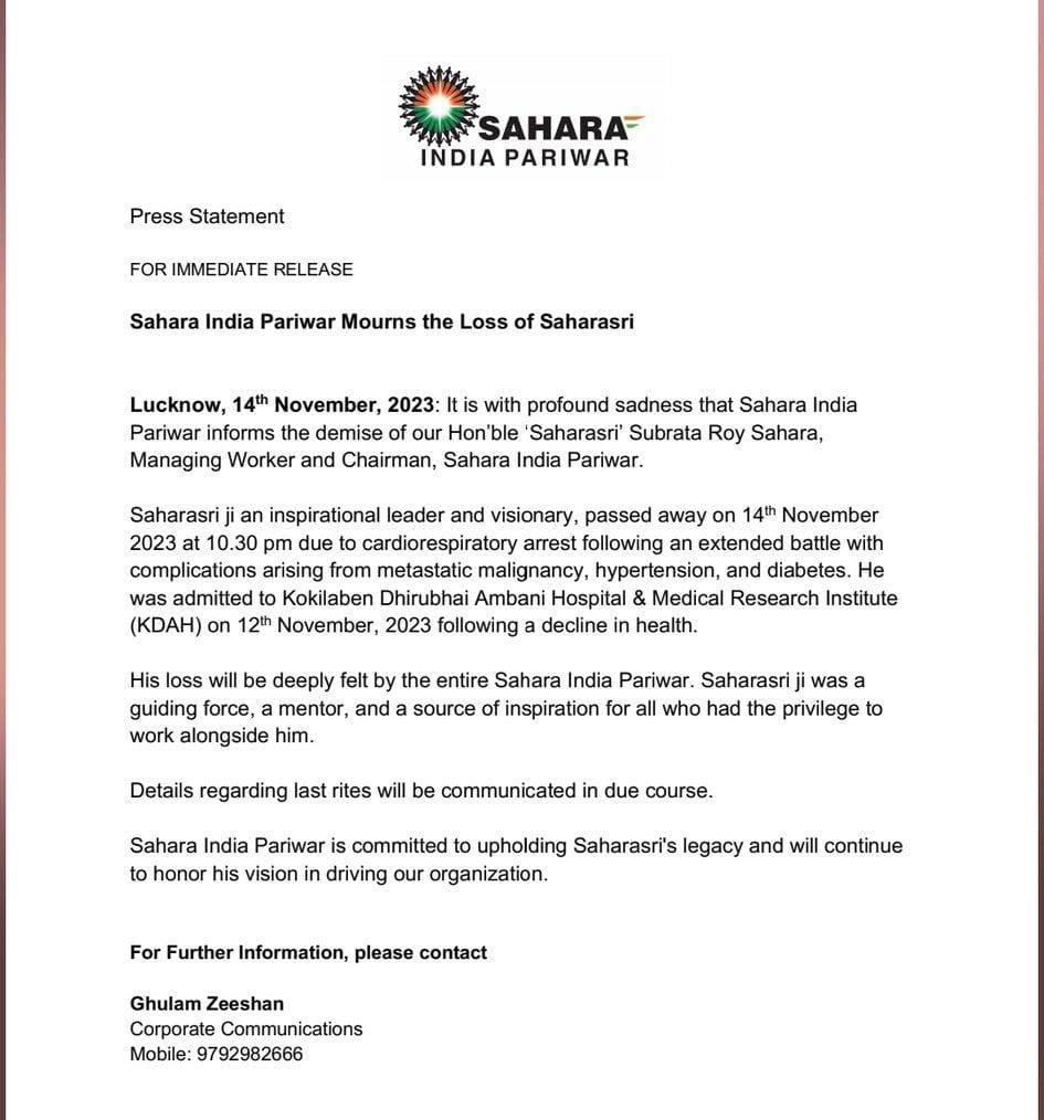 sahara group statement